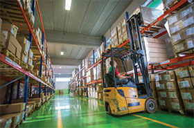 forklift in a warehouse