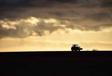 a tractor in the middle of nowhere