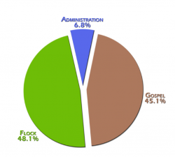pie chart - Gospel 45.1%, Flock 48.1%, Administration 6.8%