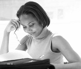 woman studying Bible