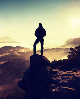 Man on mountain top