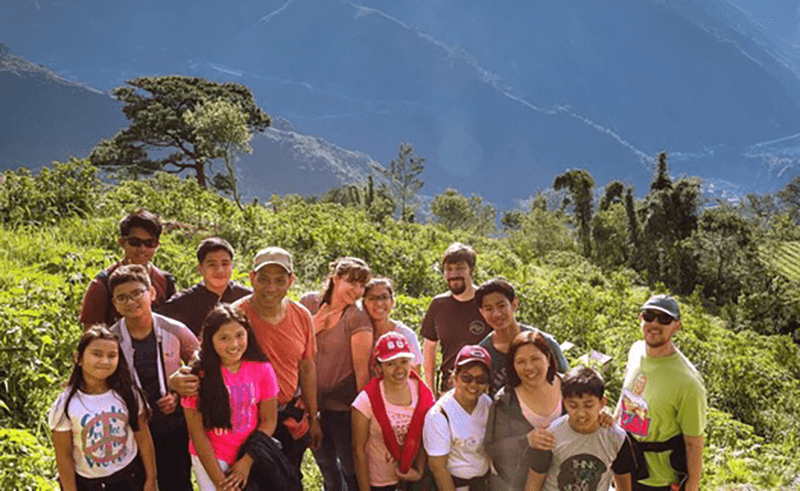 Church members on a mountainside in the Philippines