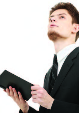 man holding bible