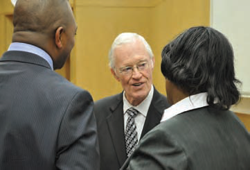 Dr. Meredith chats with London visitors.