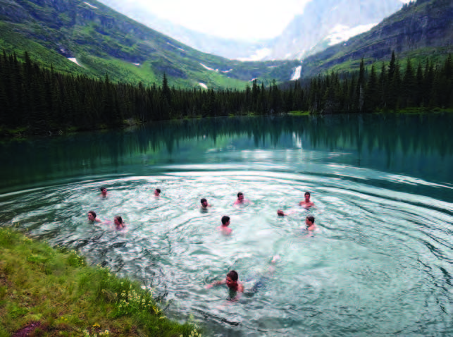 swimming in a mountain lake