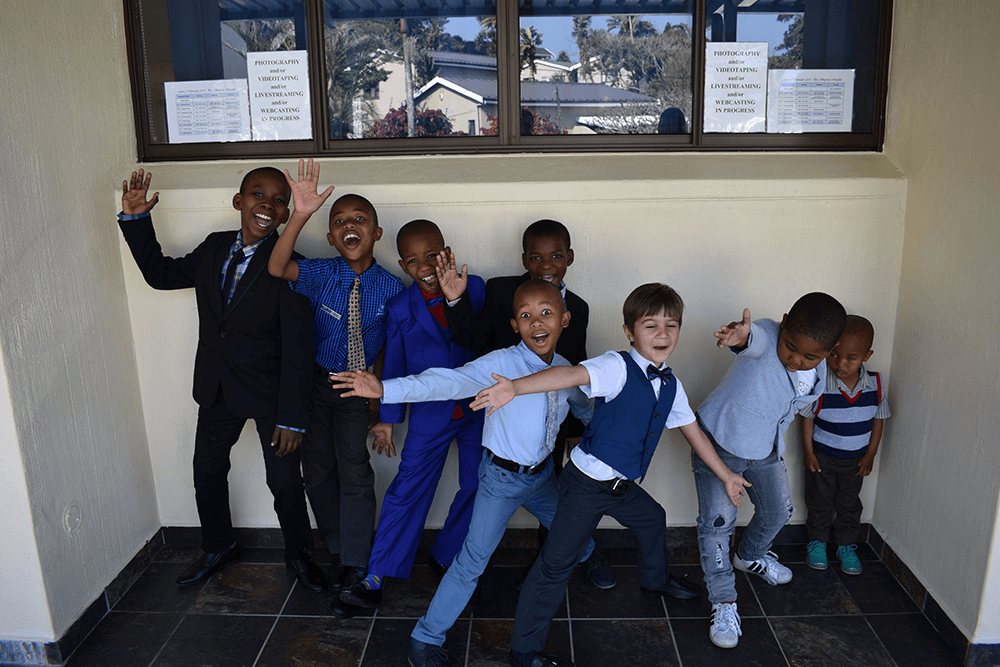 Boys hamming it up for the camera at the Feast in South Africa